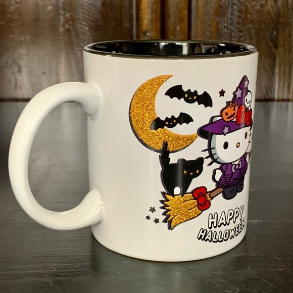 Happy Halloween Hello Kitty 20oz Witch on Broom Mug - Black Cat Moon Bats - Picture 4 of 9